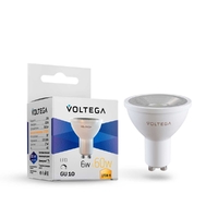 Лампа светодиодная диммируемая Voltega GU10 6W 3000K прозрачная 7251