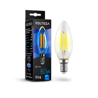 Лампа светодиодная филаментная Voltega E14 6W 4000К прозрачная VG10-C1E14cold6W-F 7020